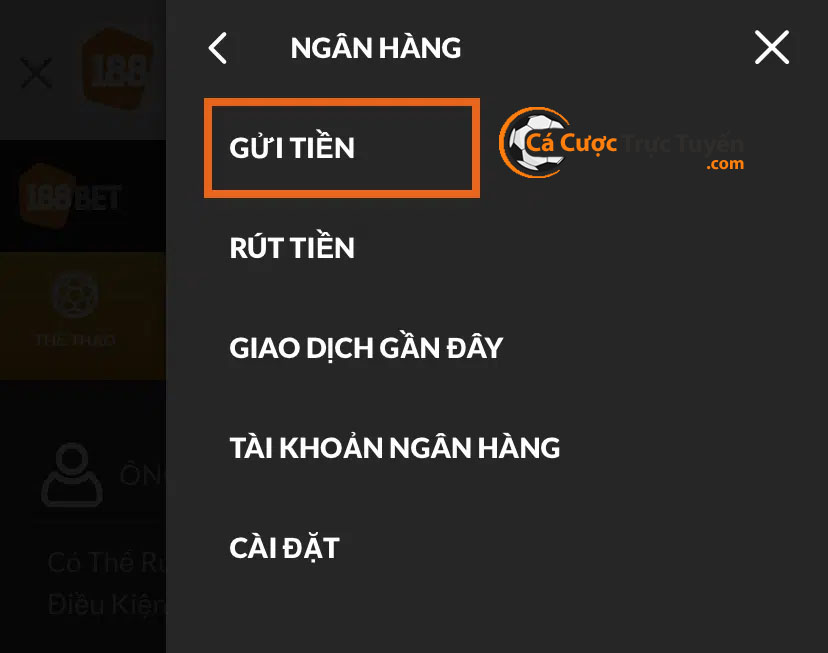 bước 2 cách gửi tiền 188bet