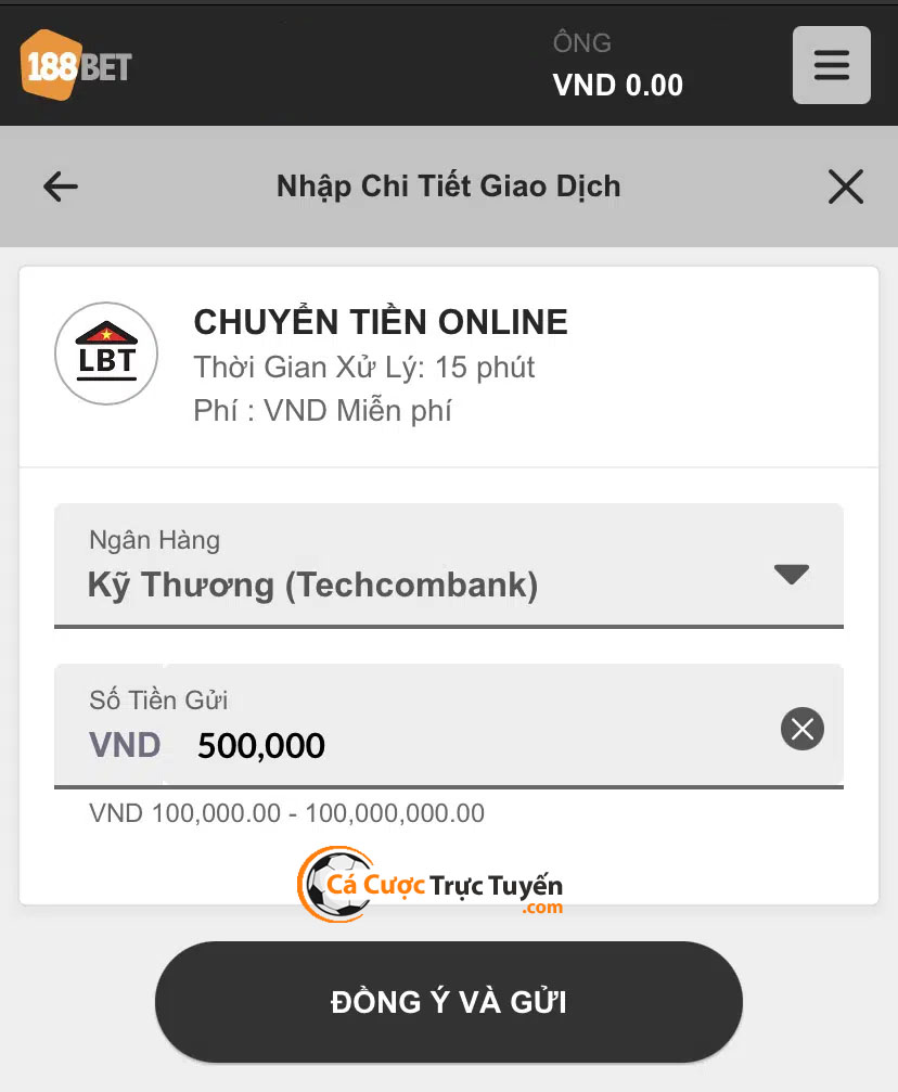 bước 4 cách gửi tiền 188bet