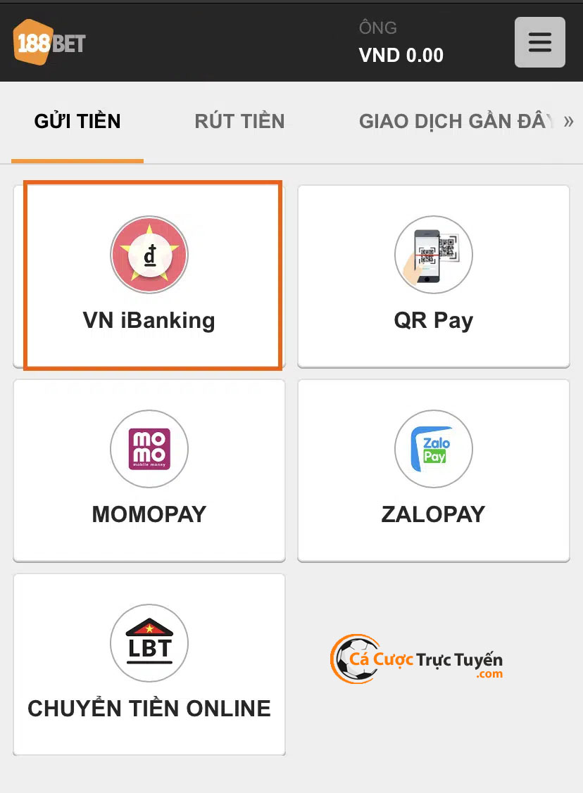 gui tien 188bet qua vn ibanking